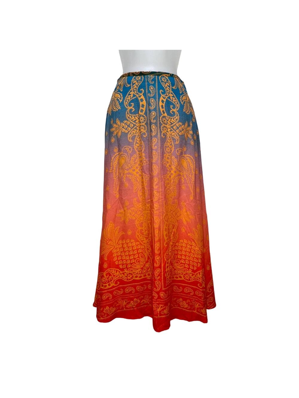 Anthropologie Farm Rio Satin Slip Ombre Midi Skirt Cotton